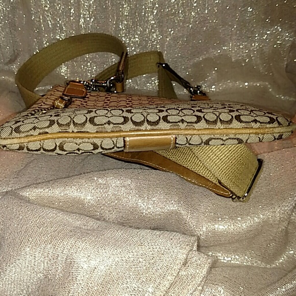 Coach Tan Jacard and Leather Messenger Bag - Picture 6 of 7